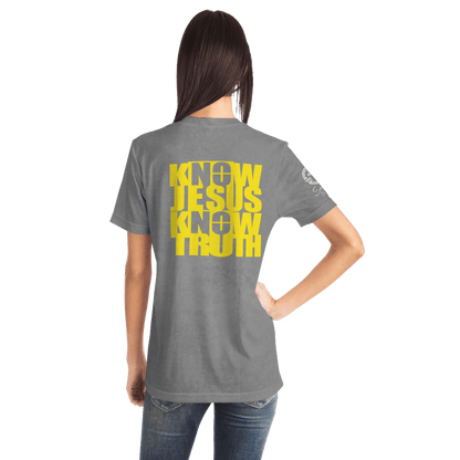 Know/No Jesus-Truth Shirt Gray and Yellow - Sacred Stylz