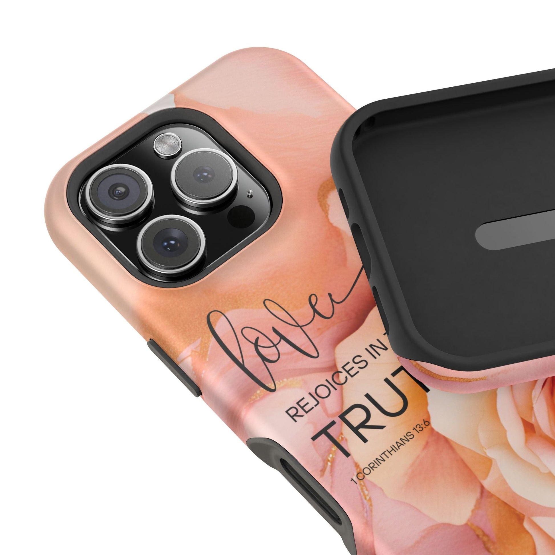 Love Rejoices - Impact - Resistant Phone Case - Bible Verse (Rose) - Sacred Stylz
