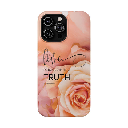Love Rejoices - Impact - Resistant Phone Case - Bible Verse (Rose) - Sacred Stylz