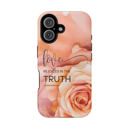 Love Rejoices - Impact - Resistant Phone Case - Bible Verse (Rose) - Sacred Stylz