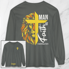 Man of Faith - Garment-dyed Long Sleeve T-Shirt - 2 Colors - Sacred Stylz