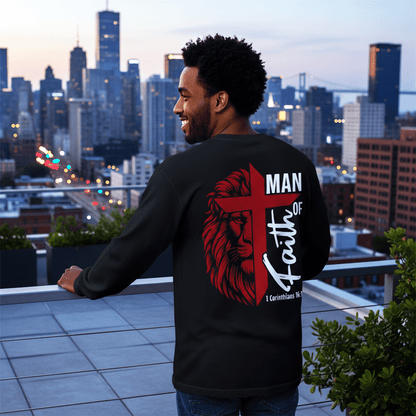Man of Faith - Garment - dyed Long Sleeve T-Shirt - 2 Colors - Sacred Stylz