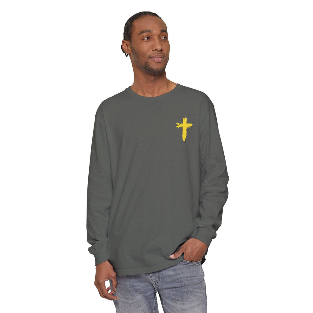 Man of Faith - Garment - dyed Long Sleeve T-Shirt - Sacred Stylz