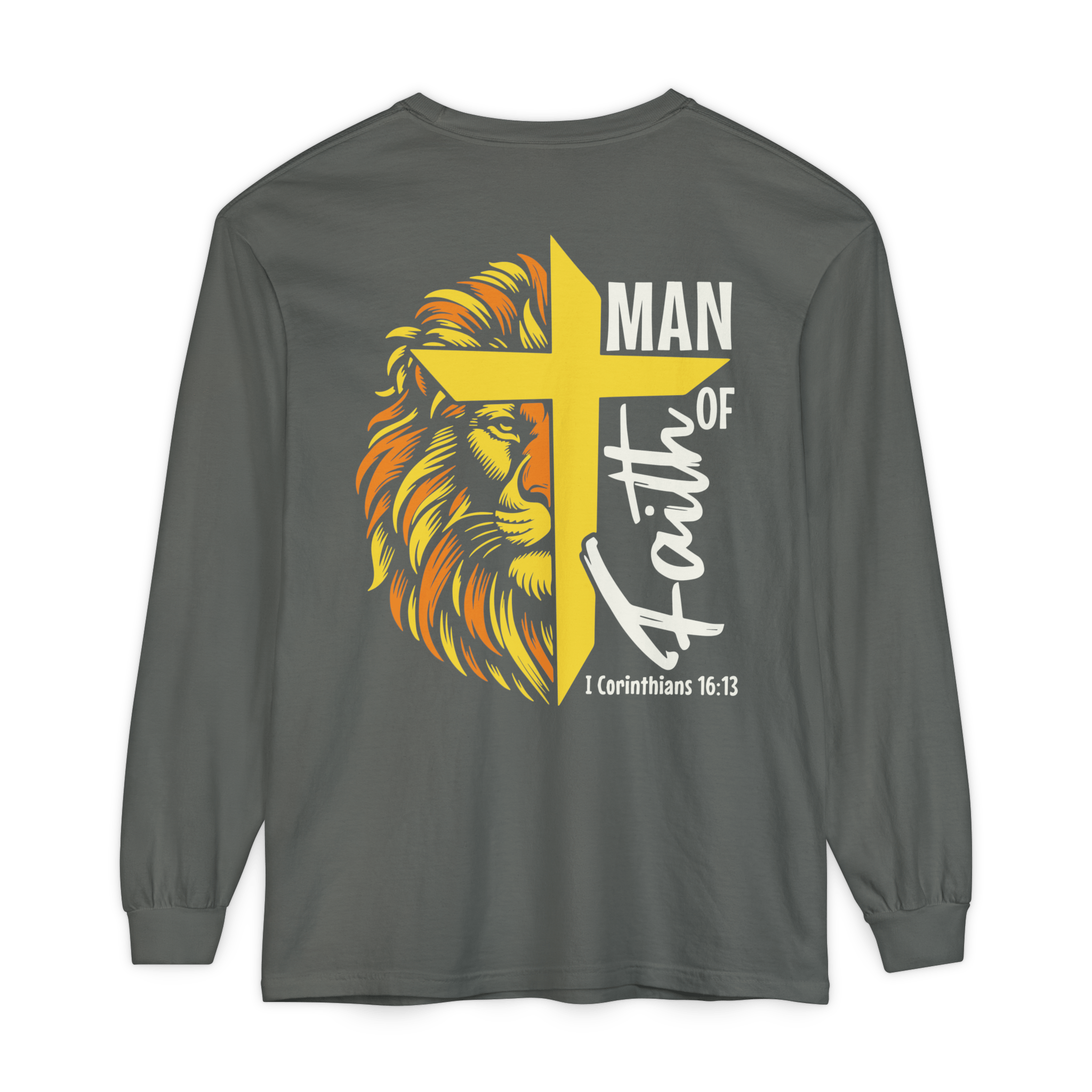 Man of Faith - Garment - dyed Long Sleeve T-Shirt - Sacred Stylz