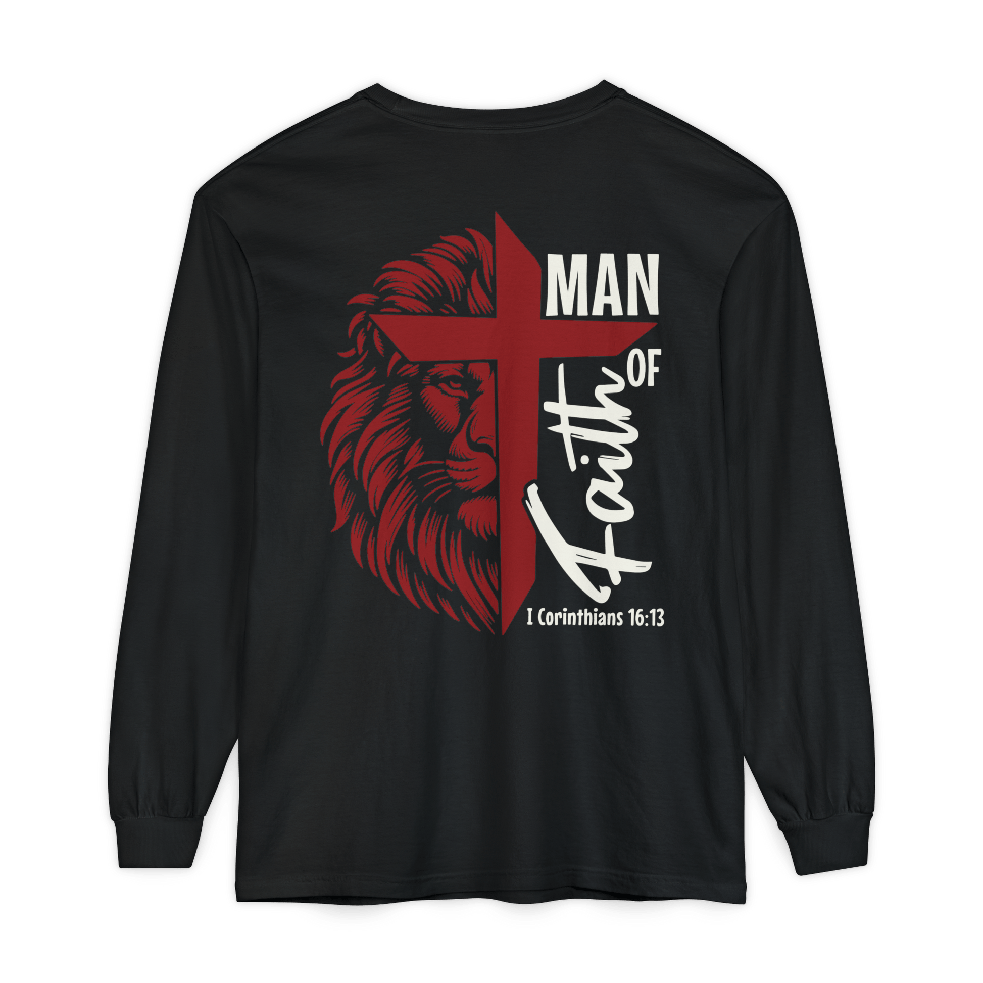 Man of Faith - Garment - dyed Long Sleeve T-Shirt - Sacred Stylz