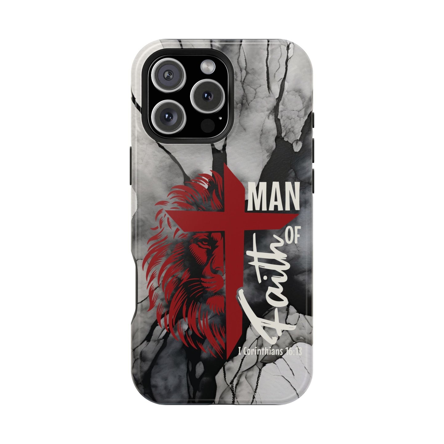 Man of Faith - Impact - Resistant Phone Case - Lion & Cross (Red) - Sacred Stylz