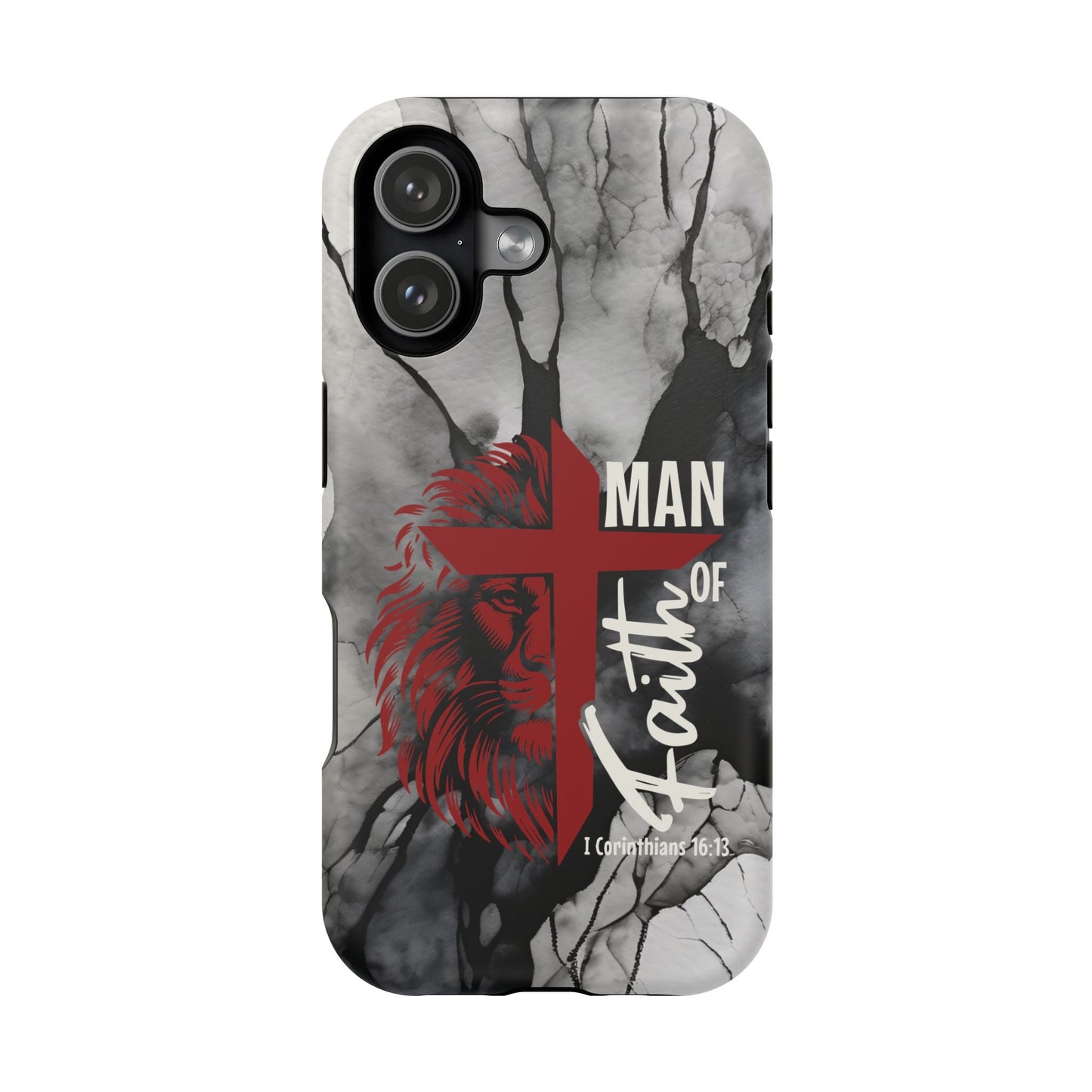 Man of Faith - Impact - Resistant Phone Case - Lion & Cross (Red) - Sacred Stylz