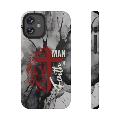 Man of Faith - Impact - Resistant Phone Case - Lion & Cross (Red) - Sacred Stylz