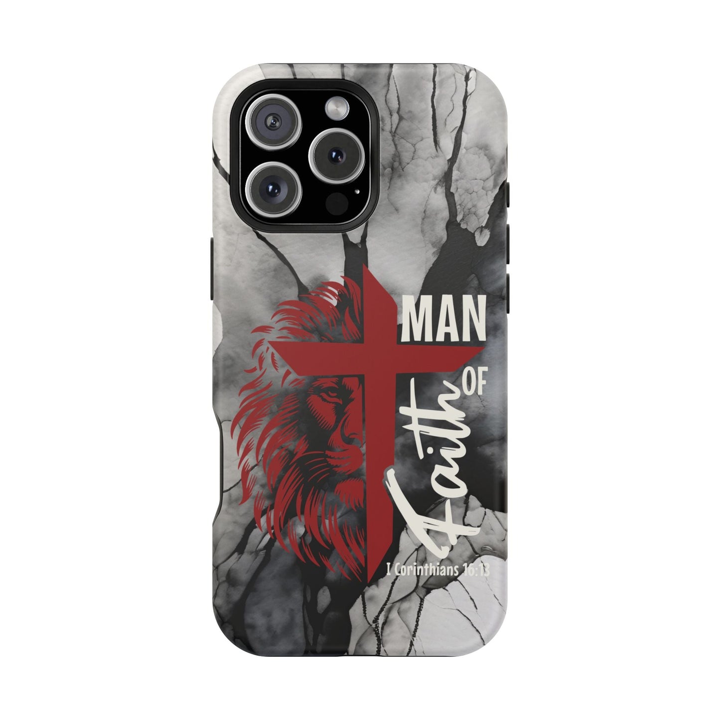 Man of Faith - Impact - Resistant Phone Case - Lion & Cross (Red) - Sacred Stylz
