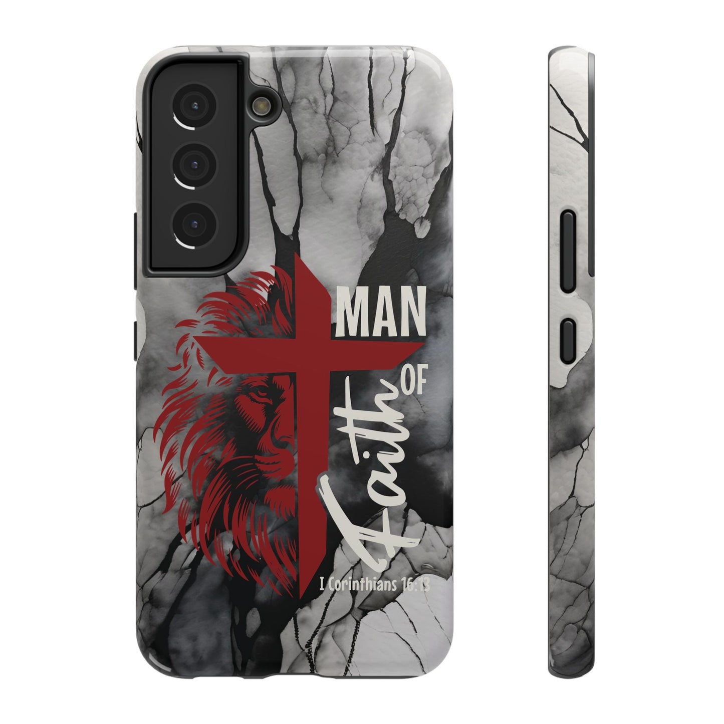 Man of Faith - Impact - Resistant Phone Case - Lion & Cross (Red) - Sacred Stylz