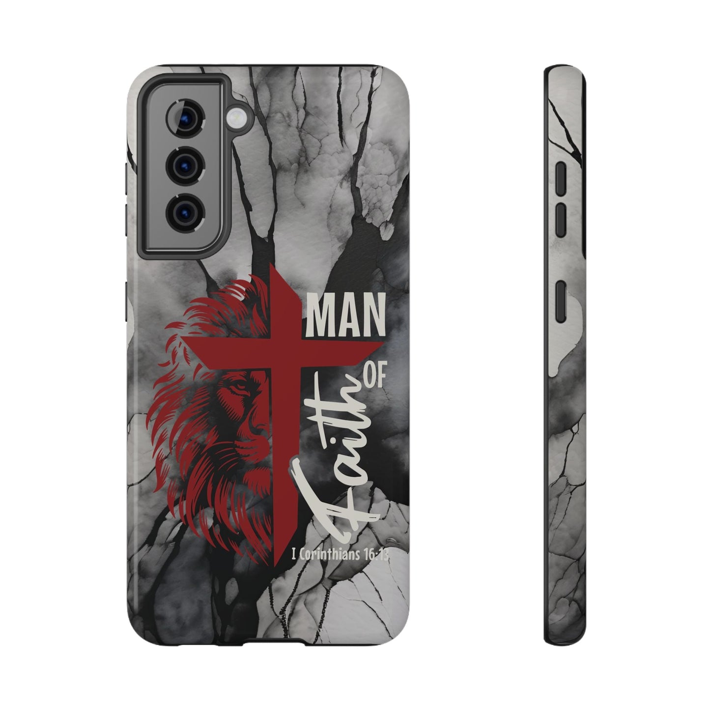 Man of Faith - Impact - Resistant Phone Case - Lion & Cross (Red) - Sacred Stylz