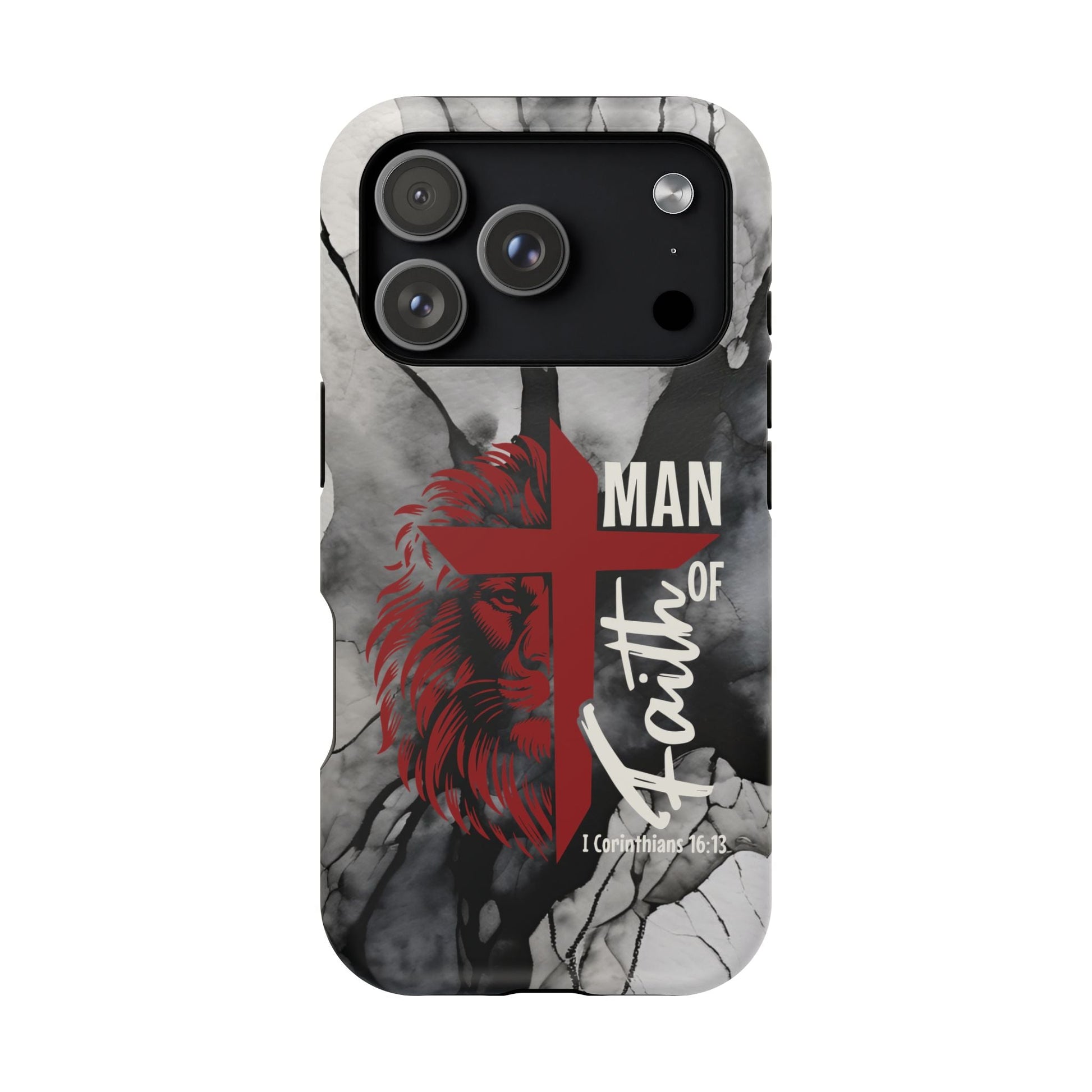 Man of Faith - Impact - Resistant Phone Case - Lion & Cross (Red) - Sacred Stylz