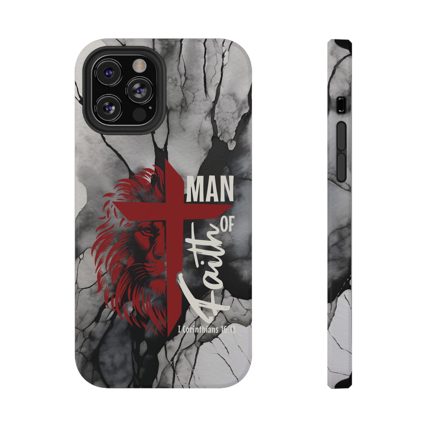 Man of Faith - Impact - Resistant Phone Case - Lion & Cross (Red) - Sacred Stylz