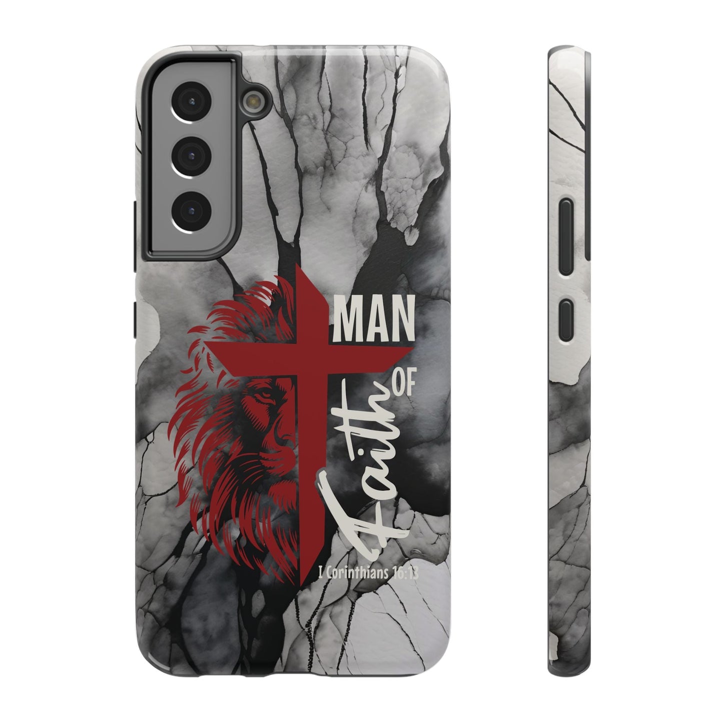 Man of Faith - Impact - Resistant Phone Case - Lion & Cross (Red) - Sacred Stylz