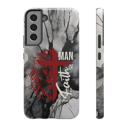 Man of Faith - Impact - Resistant Phone Case - Lion & Cross (Red) - Sacred Stylz