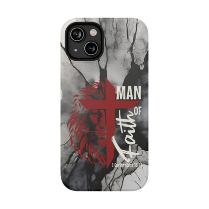 Man of Faith - Impact - Resistant Phone Case - Lion & Cross (Red) - Sacred Stylz