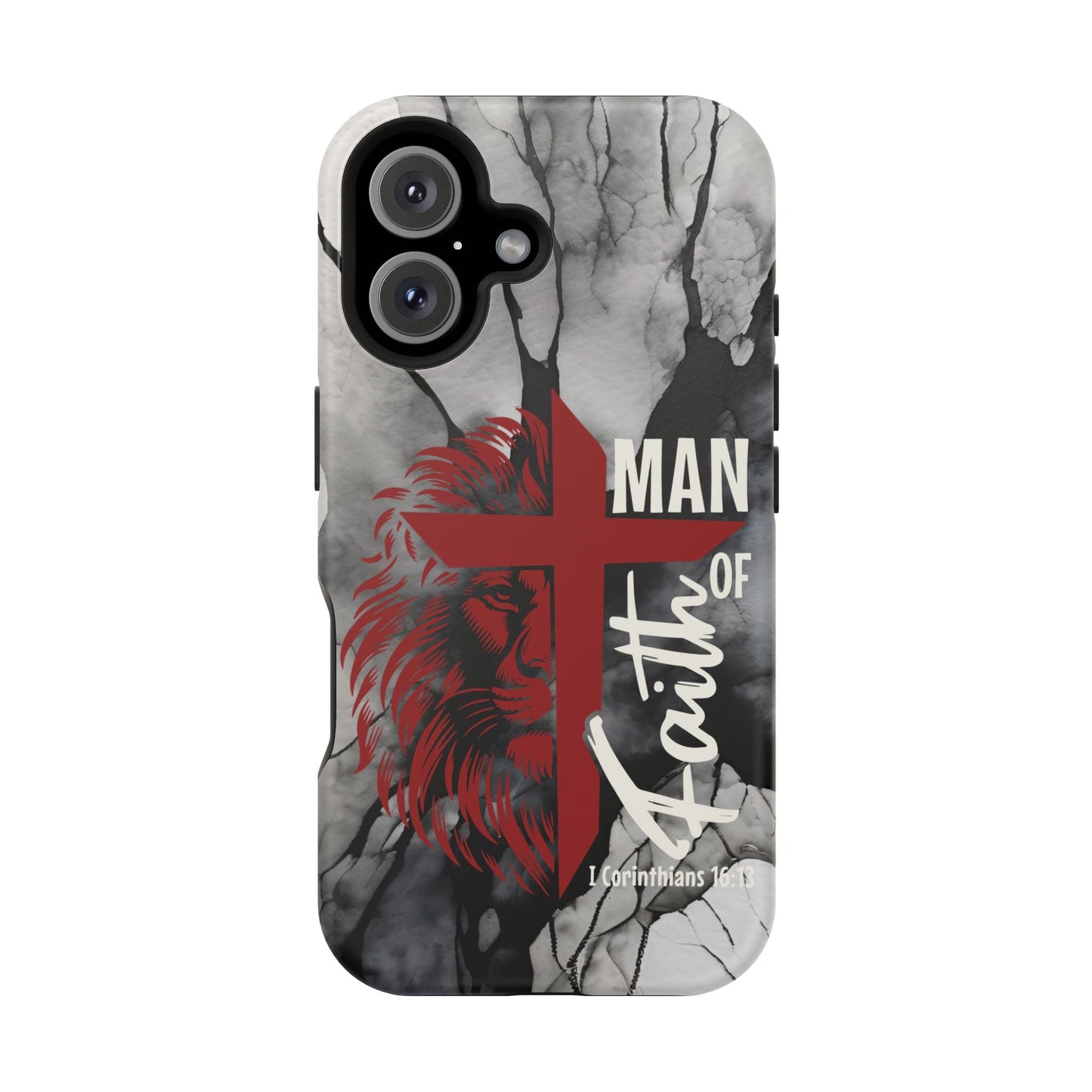 Man of Faith - Impact - Resistant Phone Case - Lion & Cross (Red) - Sacred Stylz