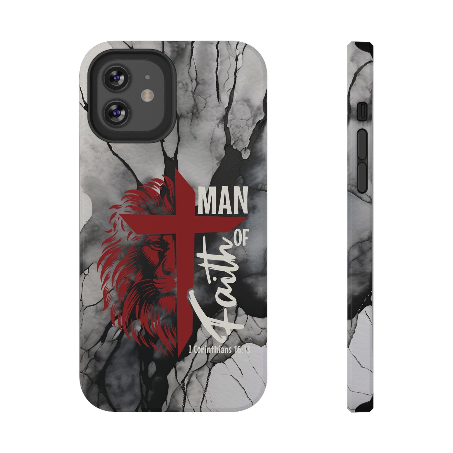 Man of Faith - Impact - Resistant Phone Case - Lion & Cross (Red) - Sacred Stylz