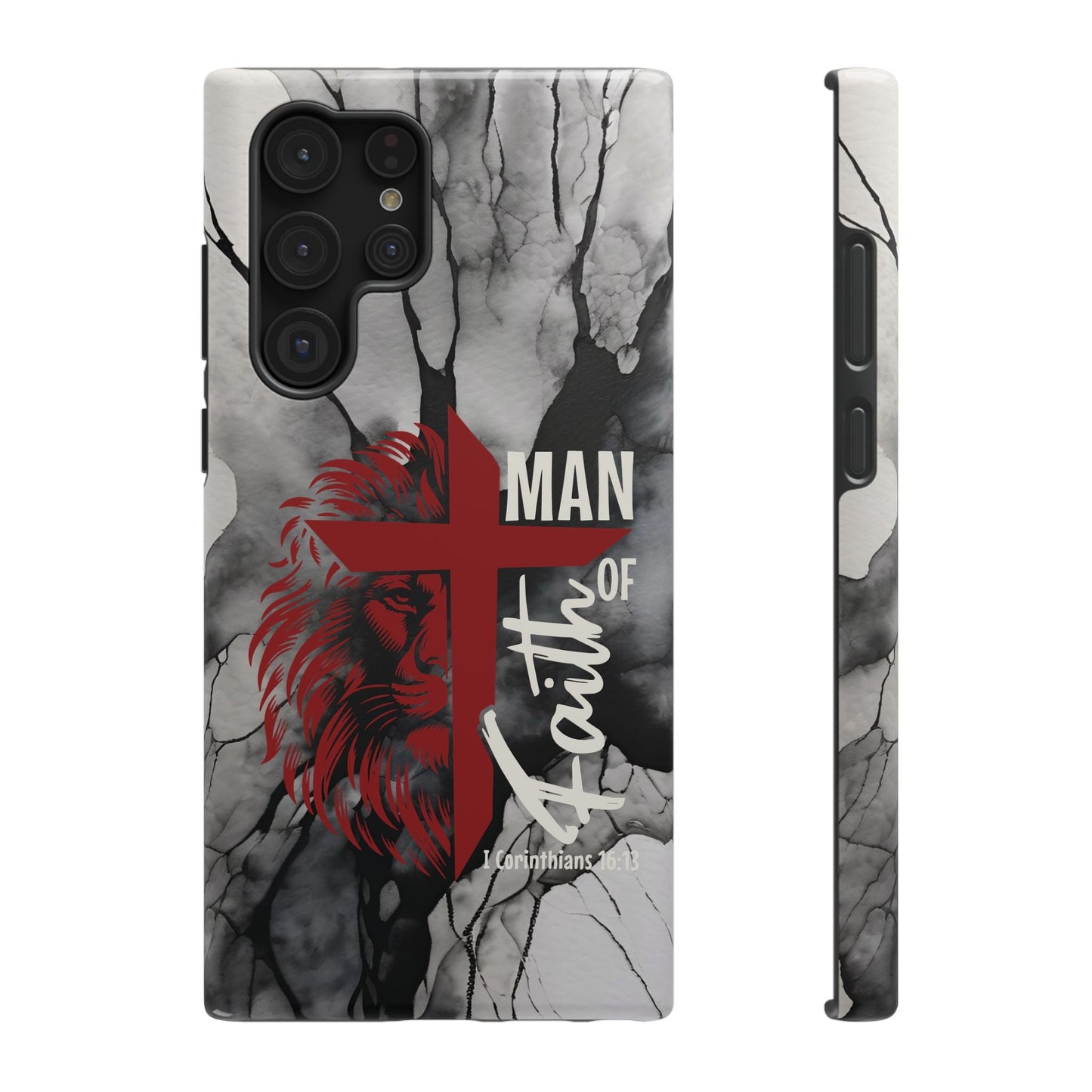 Man of Faith - Impact - Resistant Phone Case - Lion & Cross (Red) - Sacred Stylz