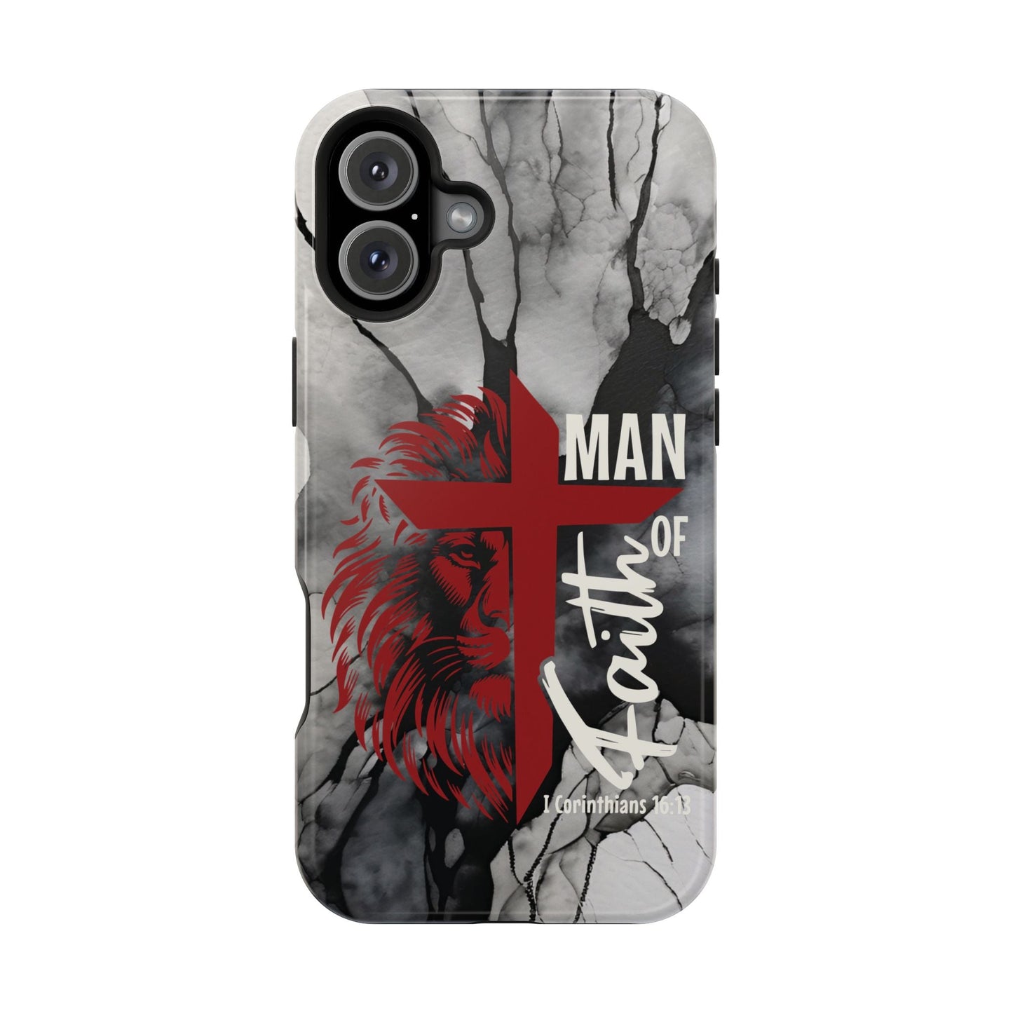 Man of Faith - Impact - Resistant Phone Case - Lion & Cross (Red) - Sacred Stylz