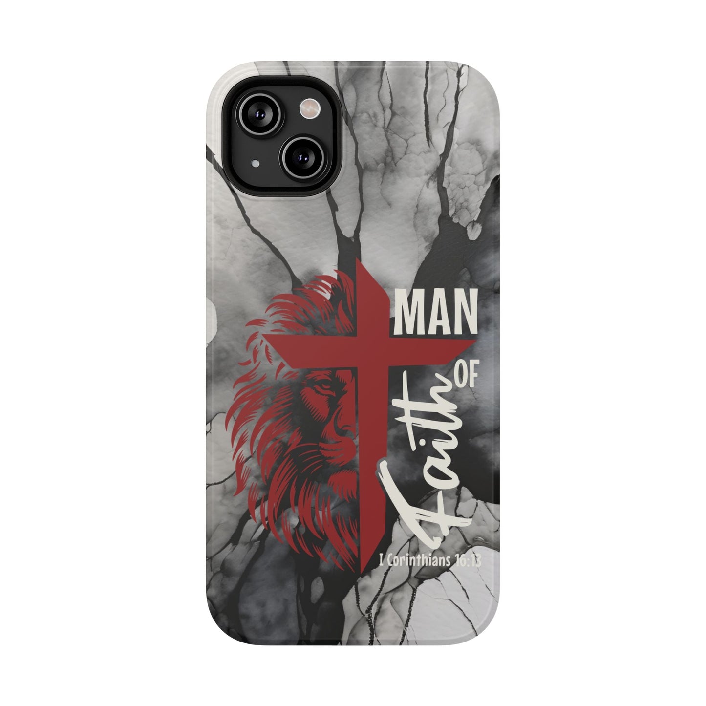 Man of Faith - Impact - Resistant Phone Case - Lion & Cross (Red) - Sacred Stylz