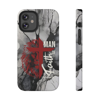 Man of Faith - Impact - Resistant Phone Case - Lion & Cross (Red) - Sacred Stylz