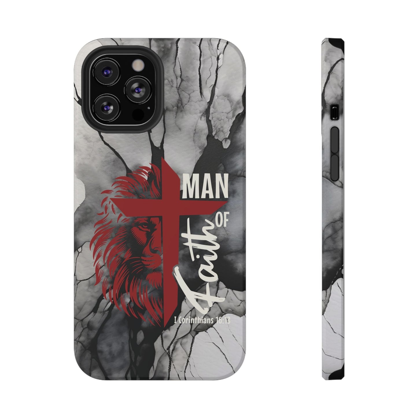 Man of Faith - Impact - Resistant Phone Case - Lion & Cross (Red) - Sacred Stylz