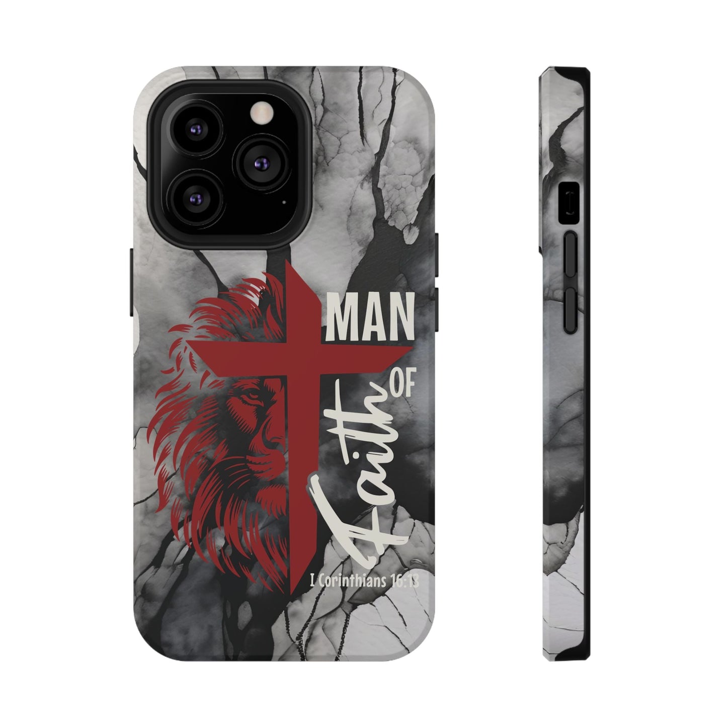 Man of Faith - Impact - Resistant Phone Case - Lion & Cross (Red) - Sacred Stylz