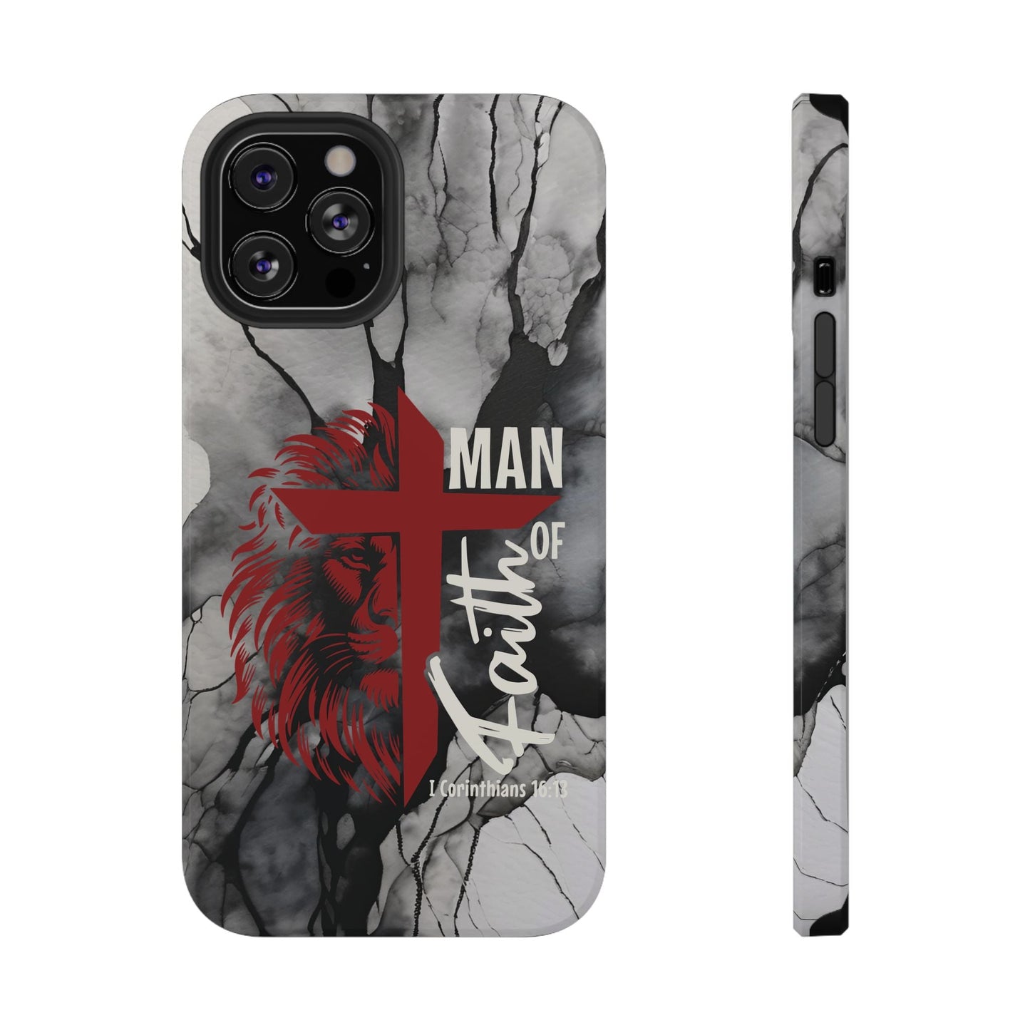 Man of Faith - Impact - Resistant Phone Case - Lion & Cross (Red) - Sacred Stylz