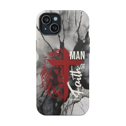 Man of Faith - Impact - Resistant Phone Case - Lion & Cross (Red) - Sacred Stylz