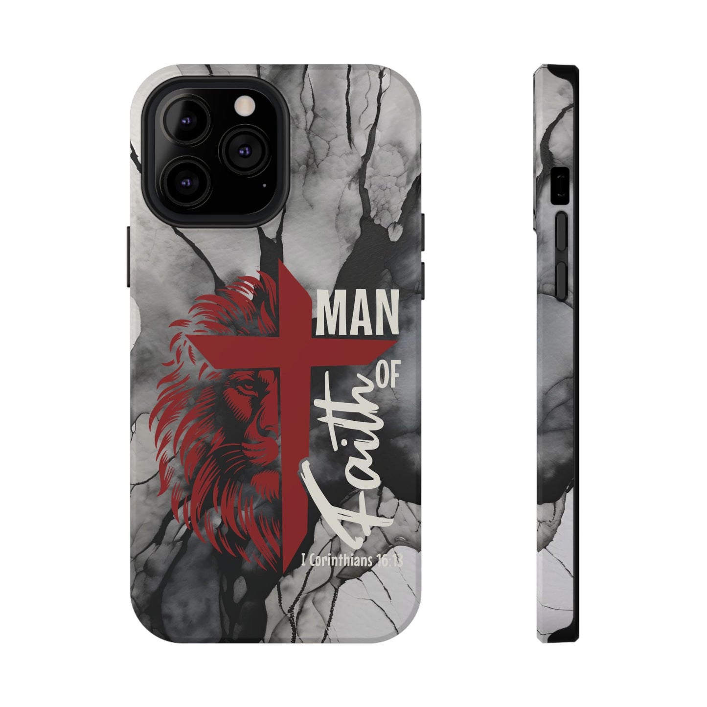 Man of Faith - Impact - Resistant Phone Case - Lion & Cross (Red) - Sacred Stylz