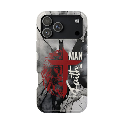 Man of Faith - Impact - Resistant Phone Case - Lion & Cross (Red) - Sacred Stylz