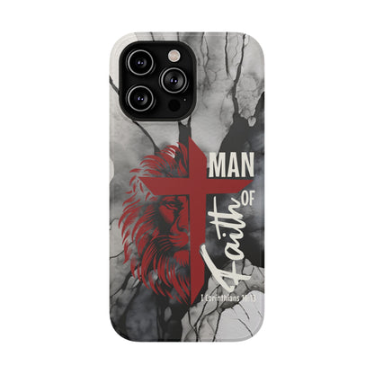 Man of Faith - Impact - Resistant Phone Case - Lion & Cross (Red) - Sacred Stylz