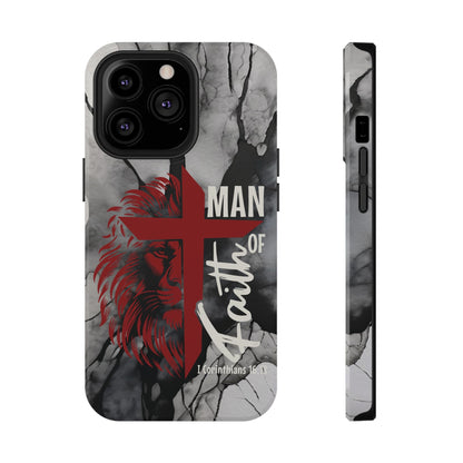 Man of Faith - Impact - Resistant Phone Case - Lion & Cross (Red) - Sacred Stylz