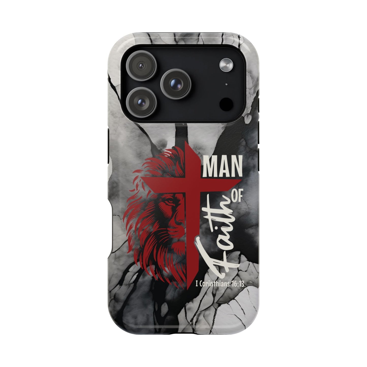 Man of Faith - Impact - Resistant Phone Case - Lion & Cross (Red) - Sacred Stylz