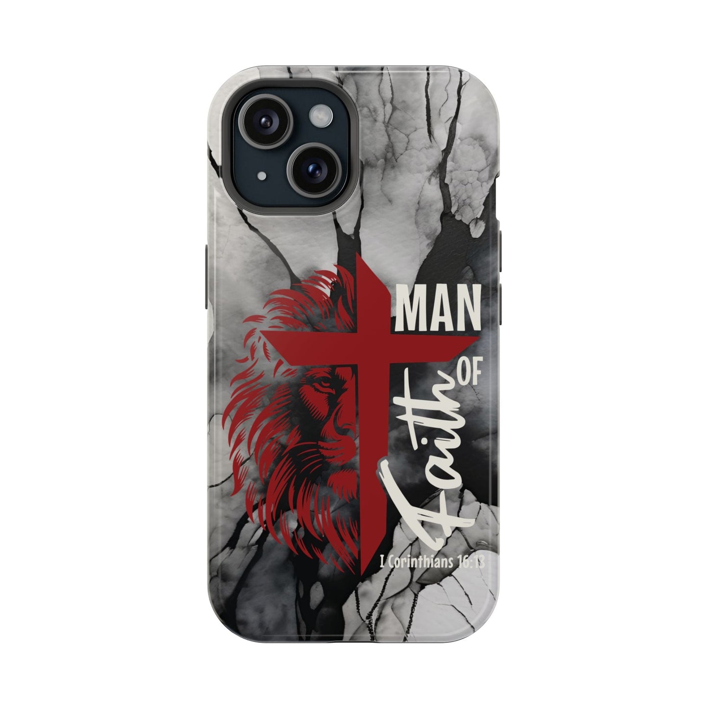 Man of Faith - Impact - Resistant Phone Case - Lion & Cross (Red) - Sacred Stylz