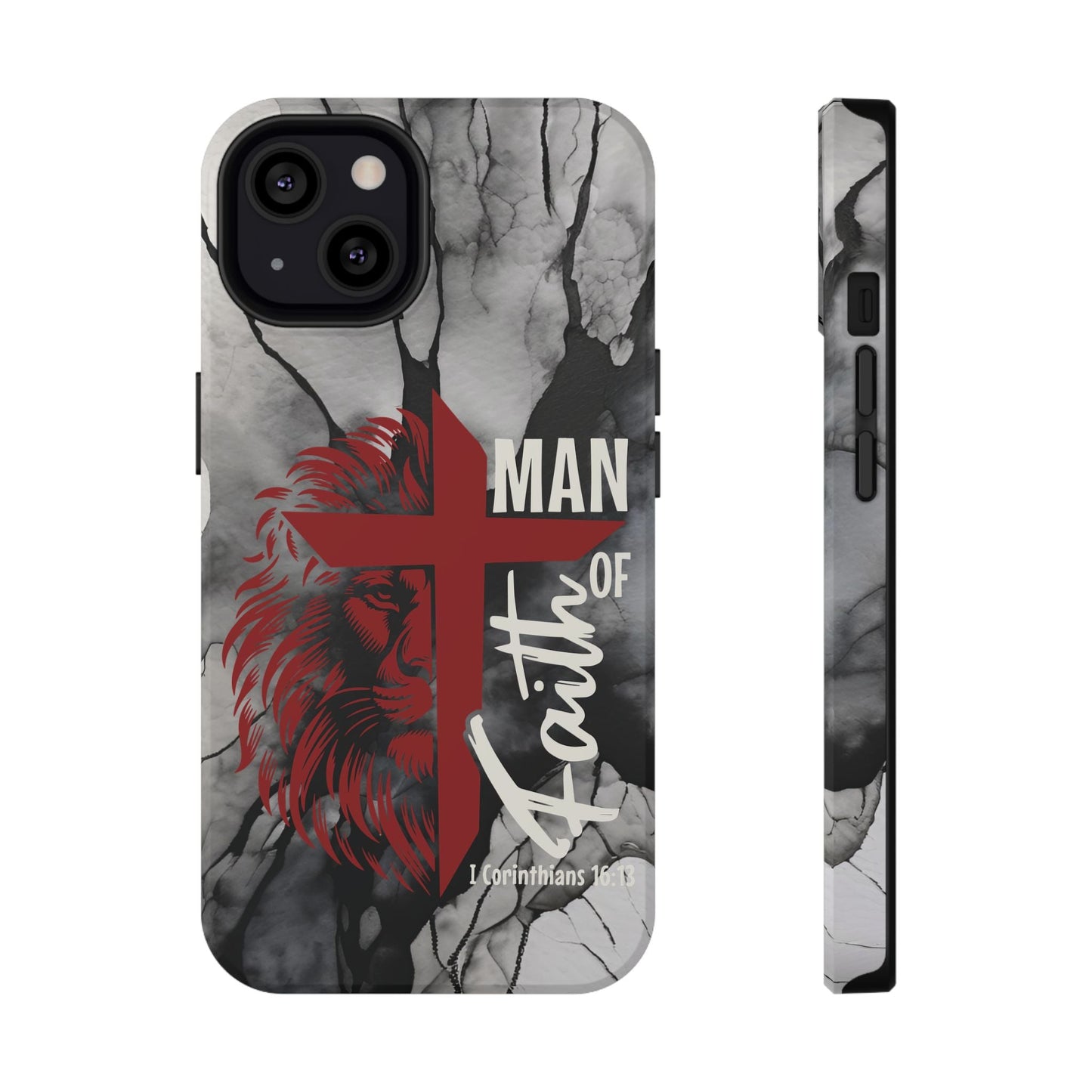 Man of Faith - Impact - Resistant Phone Case - Lion & Cross (Red) - Sacred Stylz