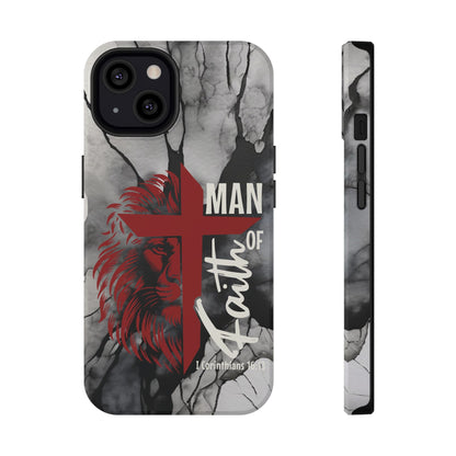 Man of Faith - Impact - Resistant Phone Case - Lion & Cross (Red) - Sacred Stylz