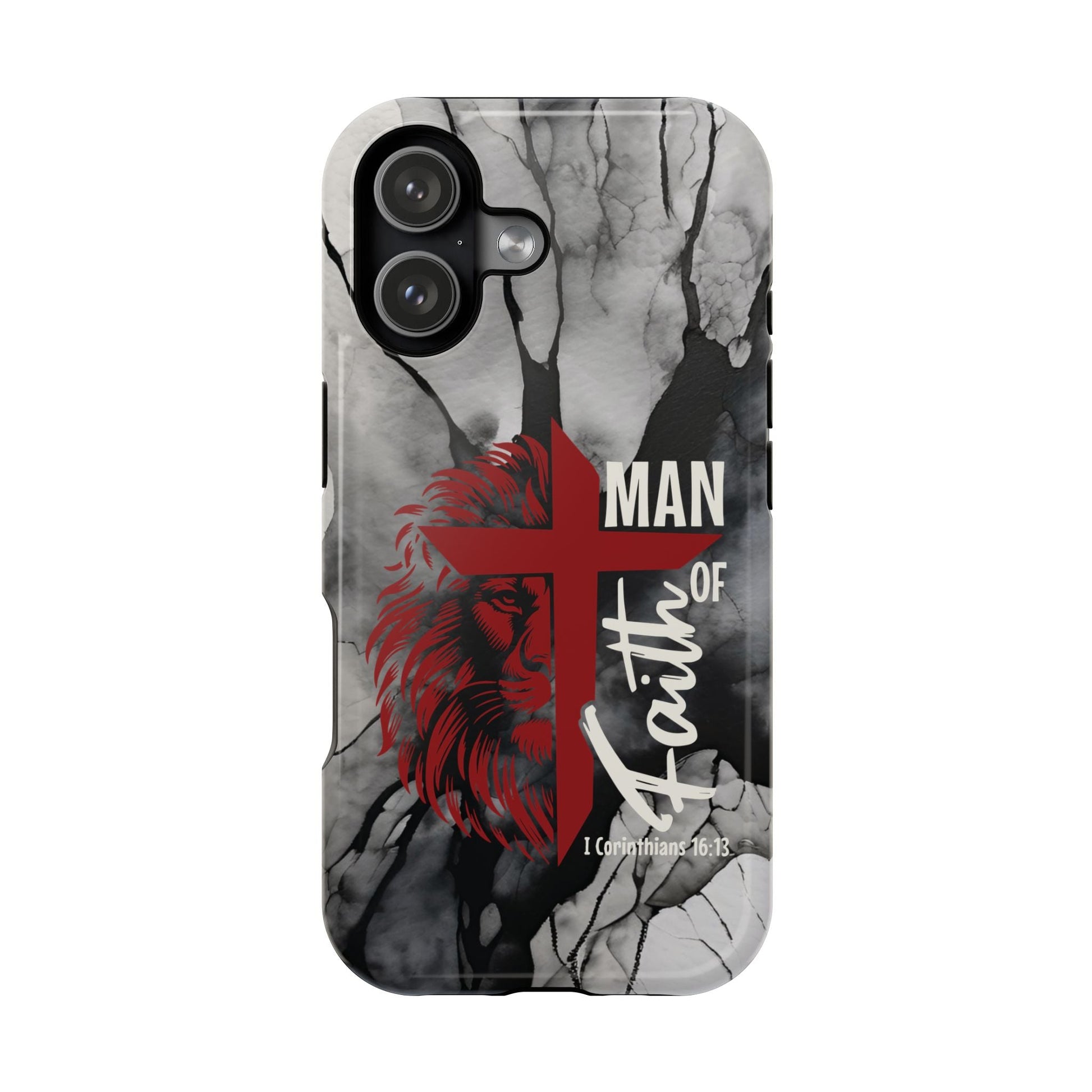 Man of Faith - Impact - Resistant Phone Case - Lion & Cross (Red) - Sacred Stylz