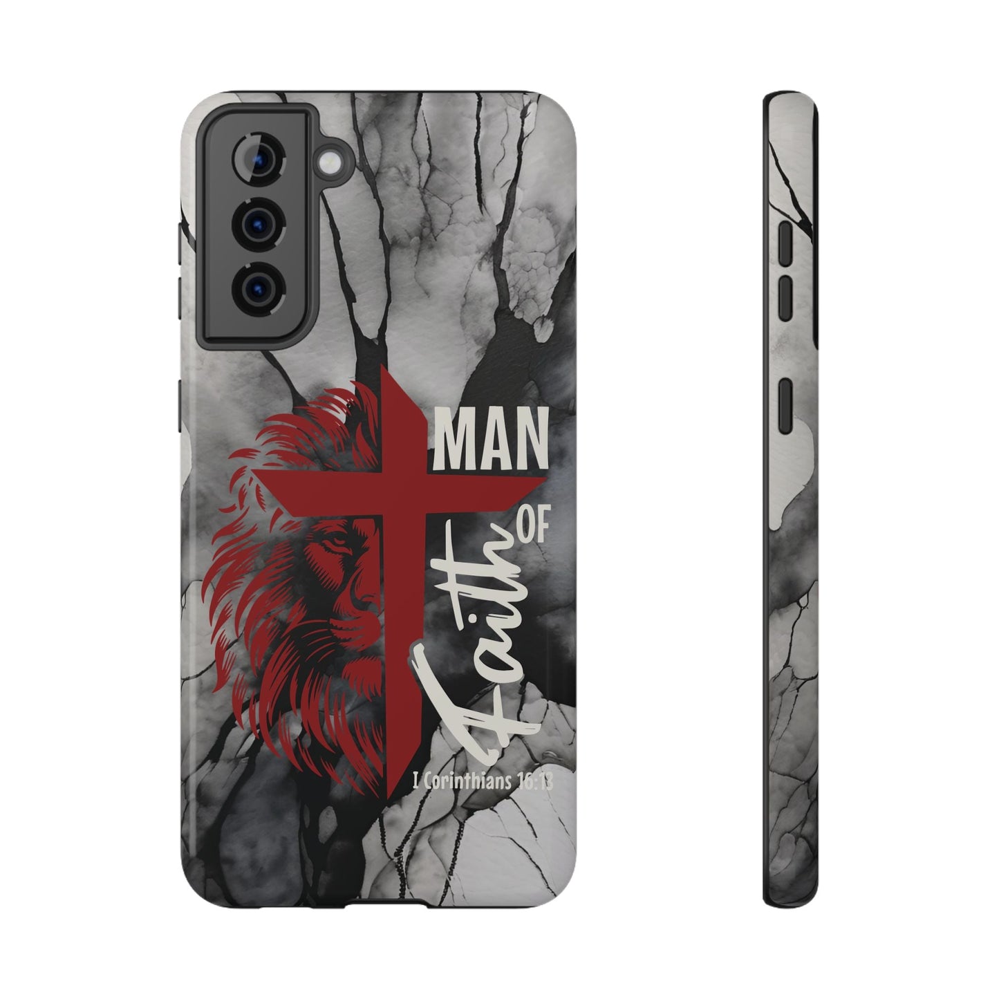 Man of Faith - Impact - Resistant Phone Case - Lion & Cross (Red) - Sacred Stylz