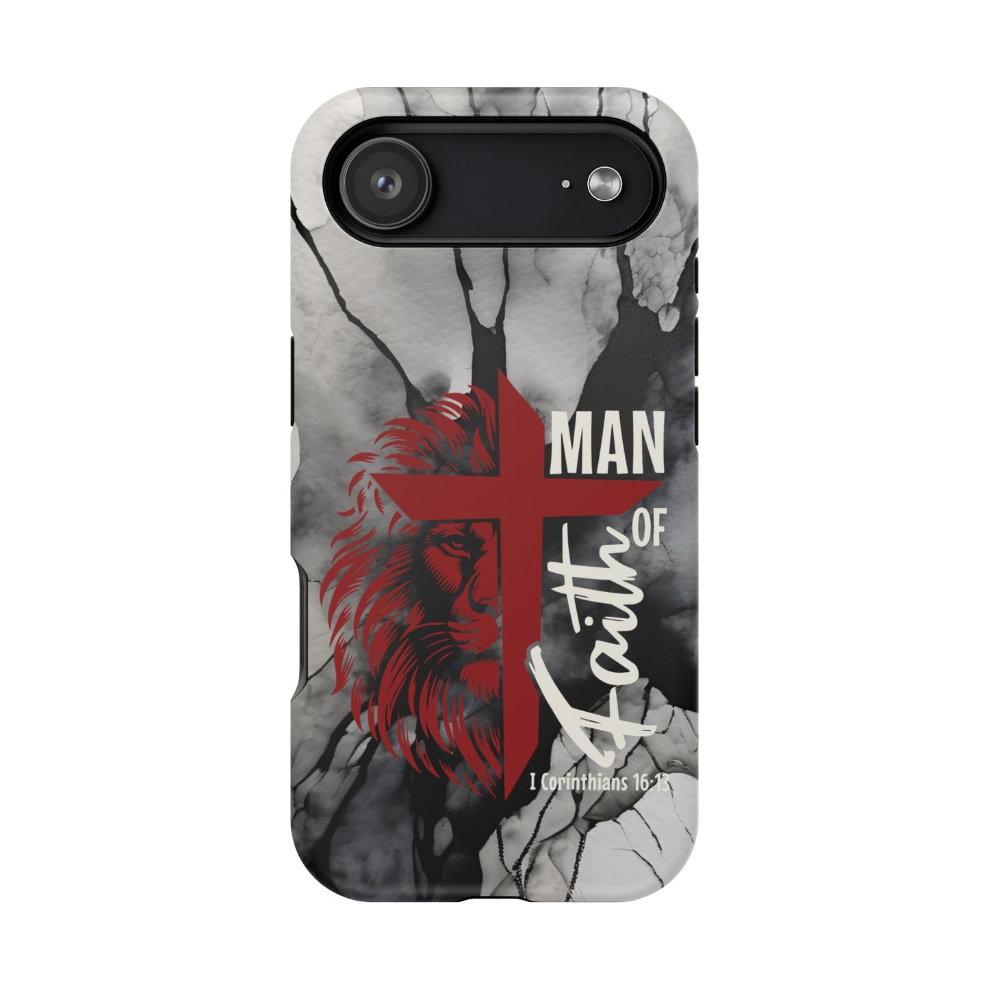 Man of Faith - Impact - Resistant Phone Case - Lion & Cross (Red) - Sacred Stylz