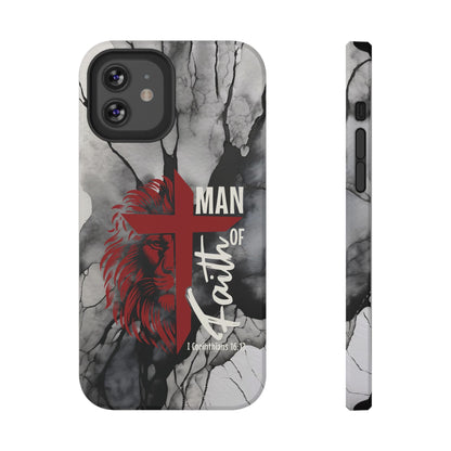 Man of Faith - Impact - Resistant Phone Case - Lion & Cross (Red) - Sacred Stylz