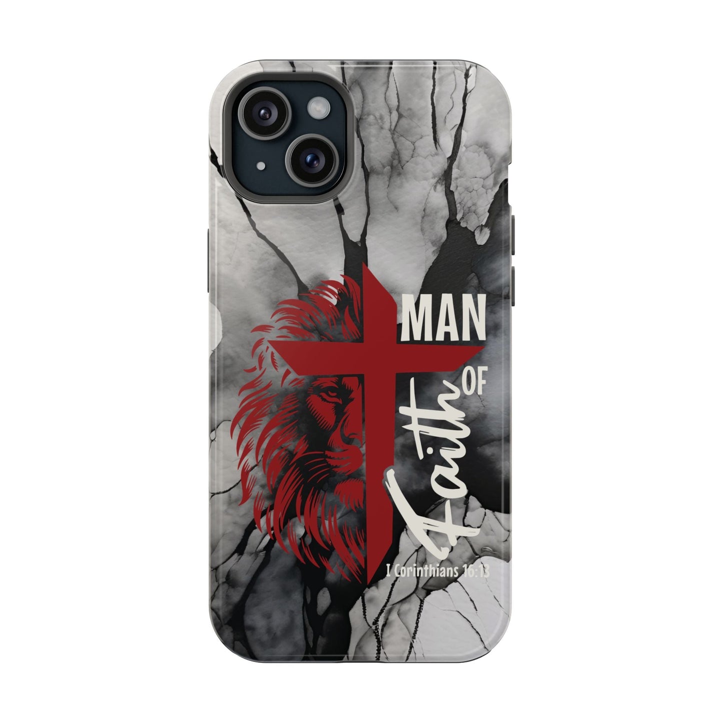 Man of Faith - Impact - Resistant Phone Case - Lion & Cross (Red) - Sacred Stylz