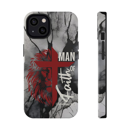 Man of Faith - Impact - Resistant Phone Case - Lion & Cross (Red) - Sacred Stylz