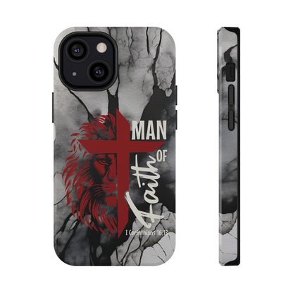 Man of Faith - Impact - Resistant Phone Case - Lion & Cross (Red) - Sacred Stylz