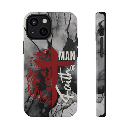 Man of Faith - Impact - Resistant Phone Case - Lion & Cross (Red) - Sacred Stylz