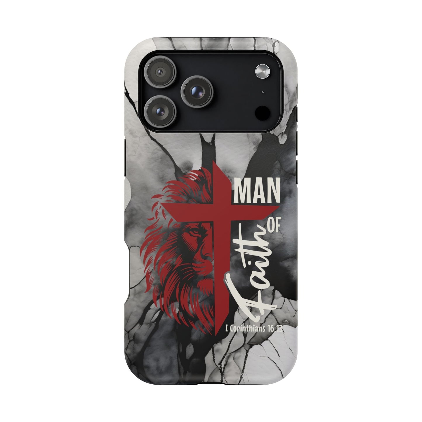 Man of Faith - Impact - Resistant Phone Case - Lion & Cross (Red) - Sacred Stylz