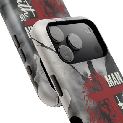 Man of Faith - Impact - Resistant Phone Case - Lion & Cross (Red) - Sacred Stylz