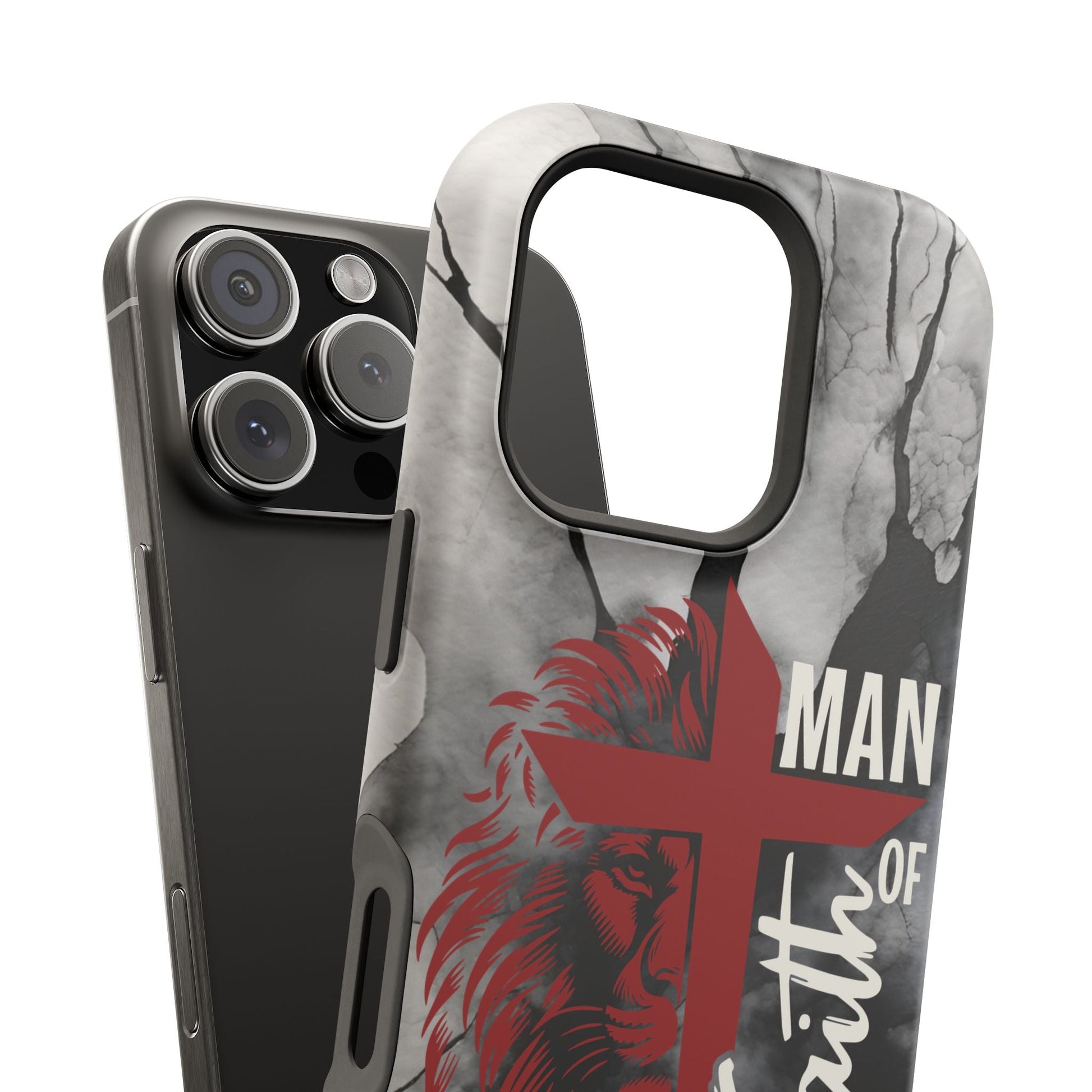 Man of Faith - Impact - Resistant Phone Case - Lion & Cross (Red) - Sacred Stylz