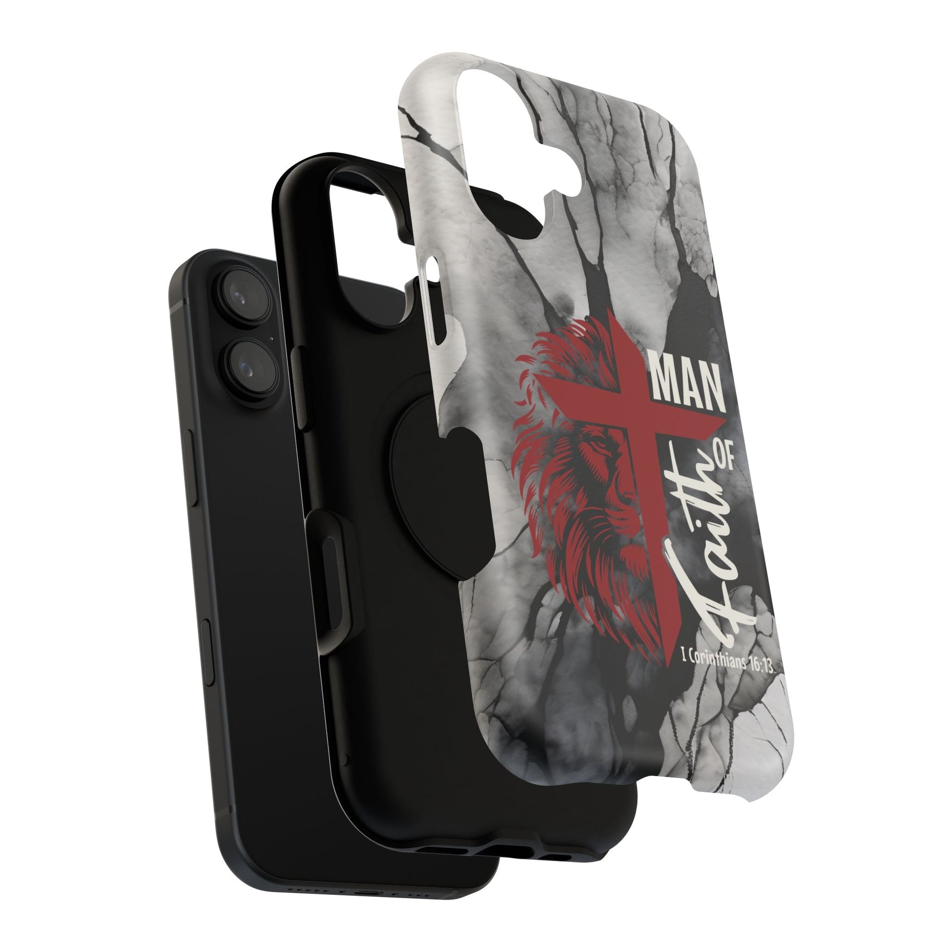 Man of Faith - Impact - Resistant Phone Case - Lion & Cross (Red) - Sacred Stylz